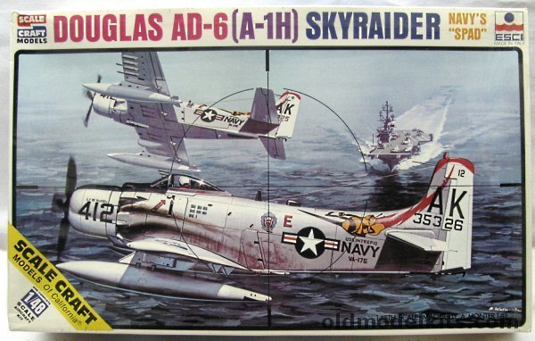 ESCI 1/48 Douglas AD-6 (A-1H) Skyraider - USS Intrepid or USS Midway-Vietnam, SC-4045 plastic model kit